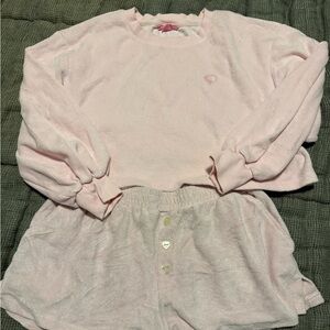 Stoney Clover Lane x Target pink Crop sweatshirt and shorts